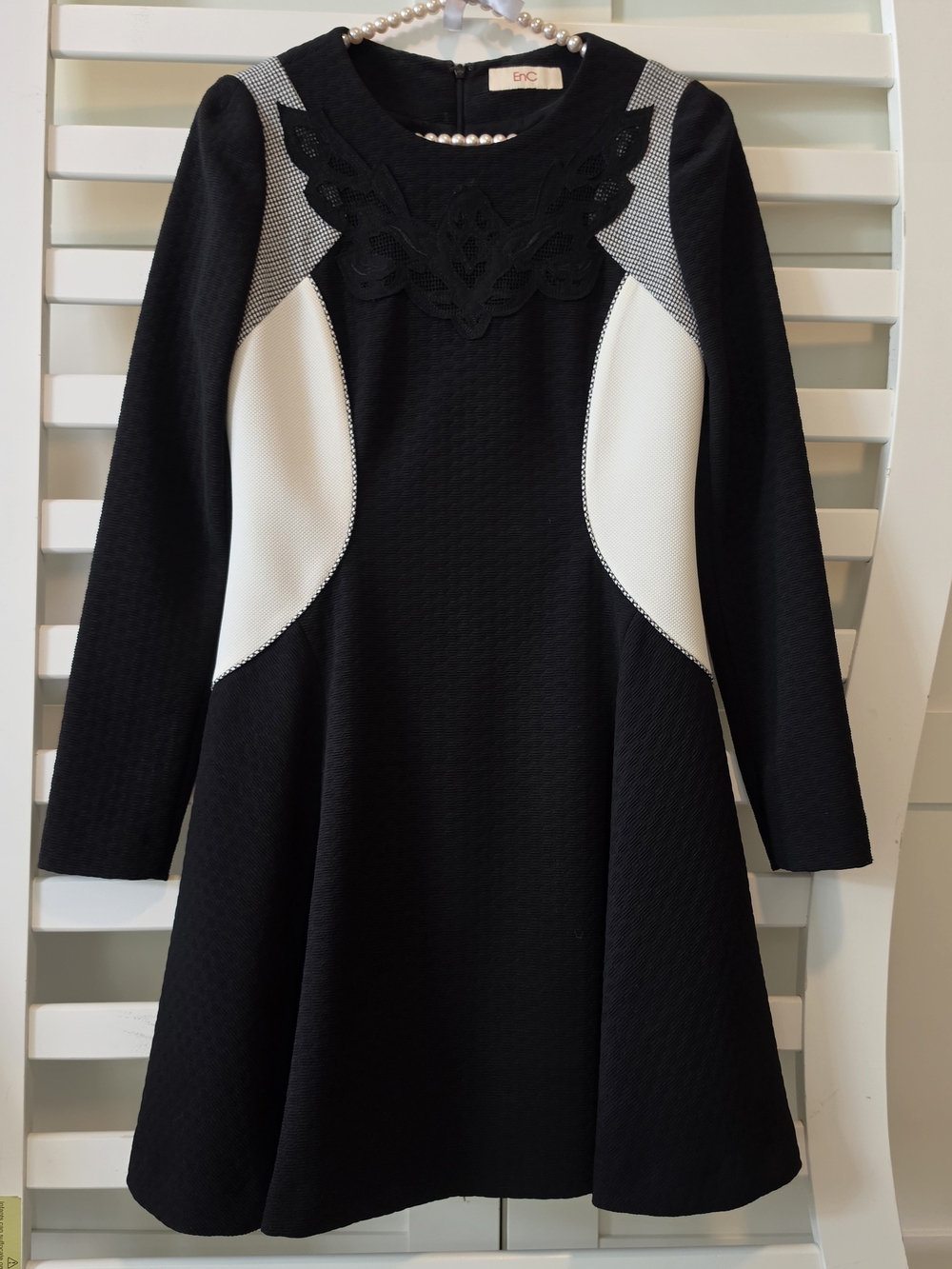Classic Black & White Fit-and-Flare Dress by